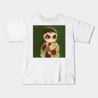 sloth with hedgehog not lady with an ermine inspired by da vinci's masterpieces Kids T-Shirt